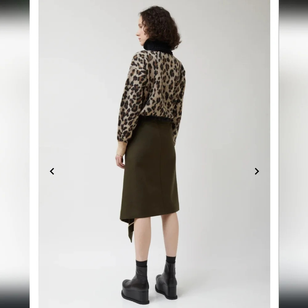 Sacai, Melton Asymmetric Tight Wool Skirt, Size 2 - Picture 3 of 14